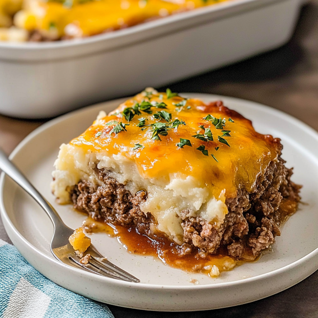 Meatloaf with Mashed Potatoes and Cheese