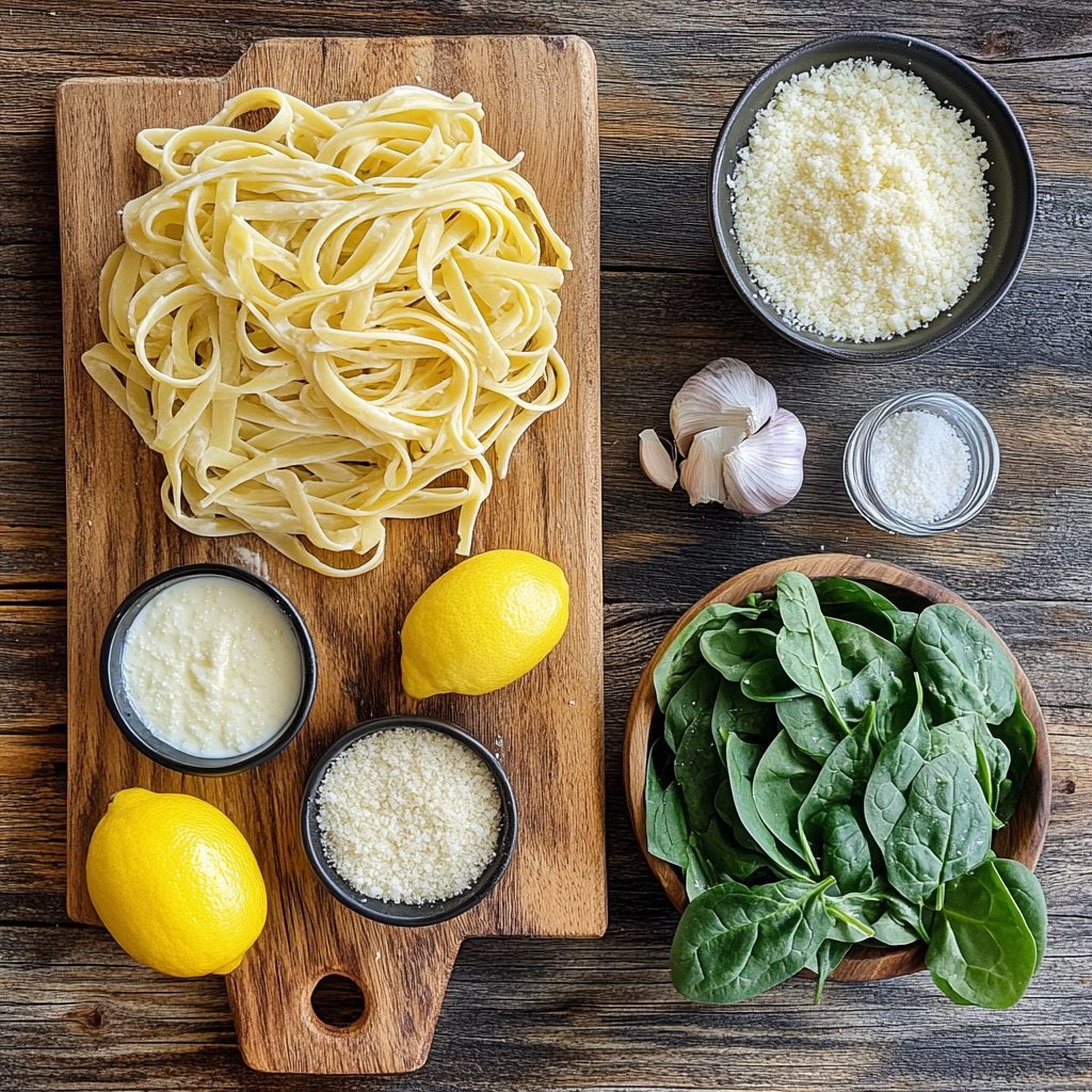 One-Pot Creamy Lemon Pasta ingredients