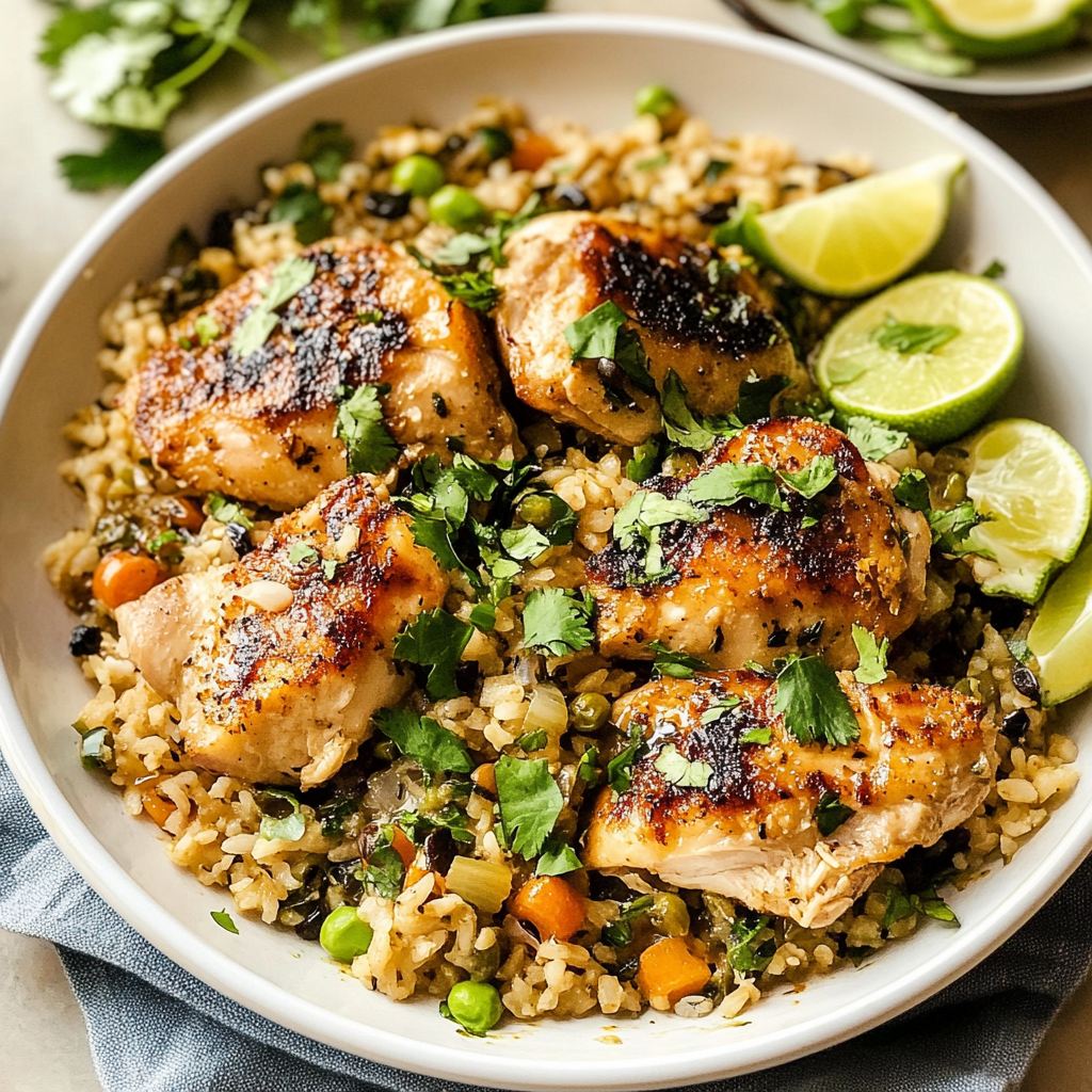 One Pan Cilantro Lime Chicken and Rice