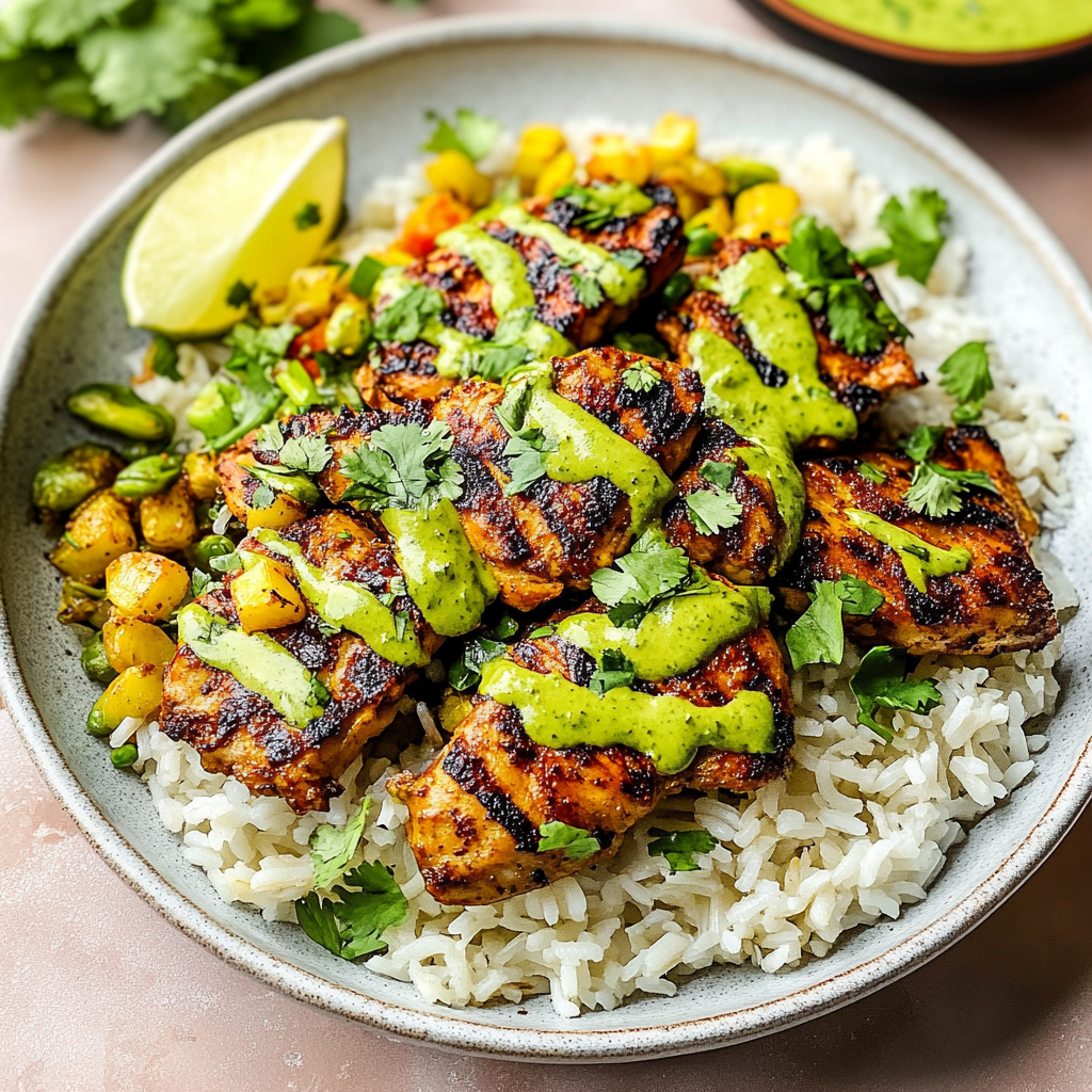 Peruvian Chicken with Aji Verde & Cilantro Rice