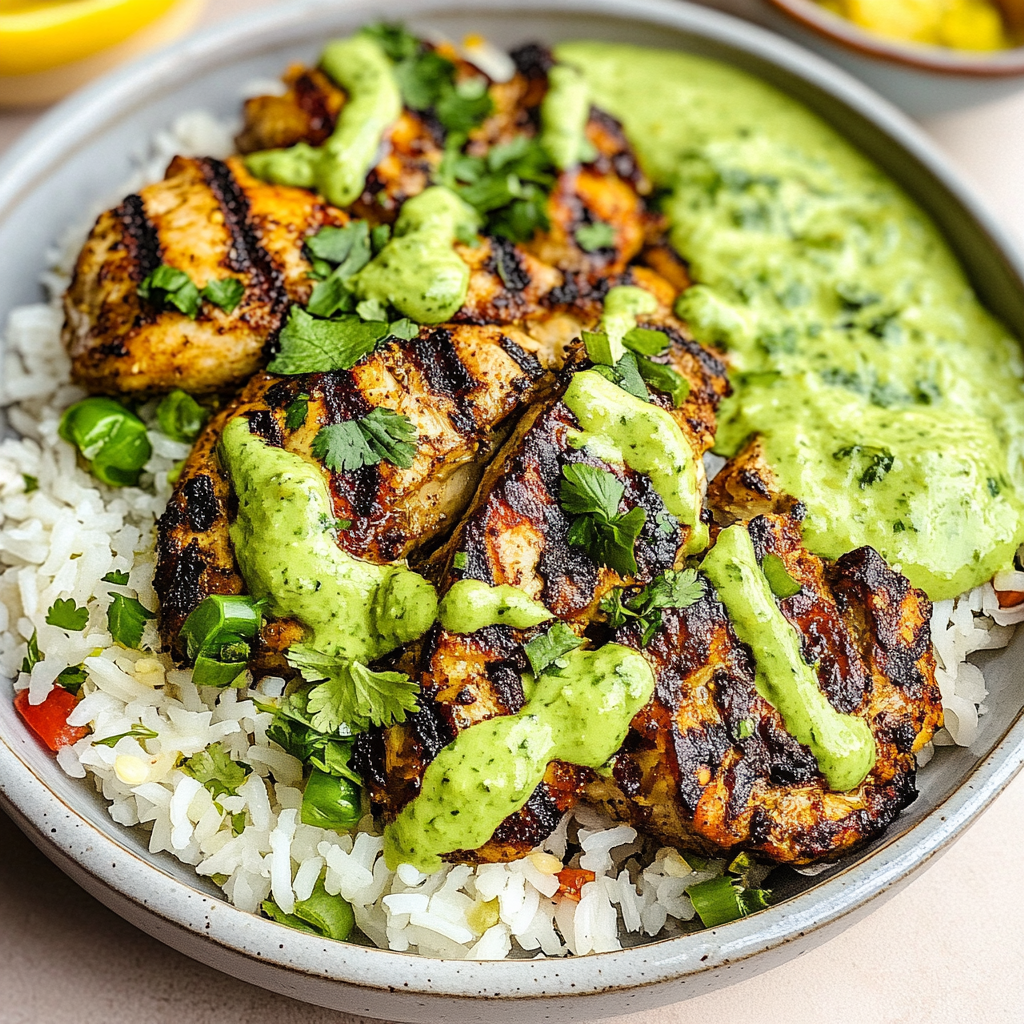 Peruvian Chicken with Aji Verde & Cilantro Rice