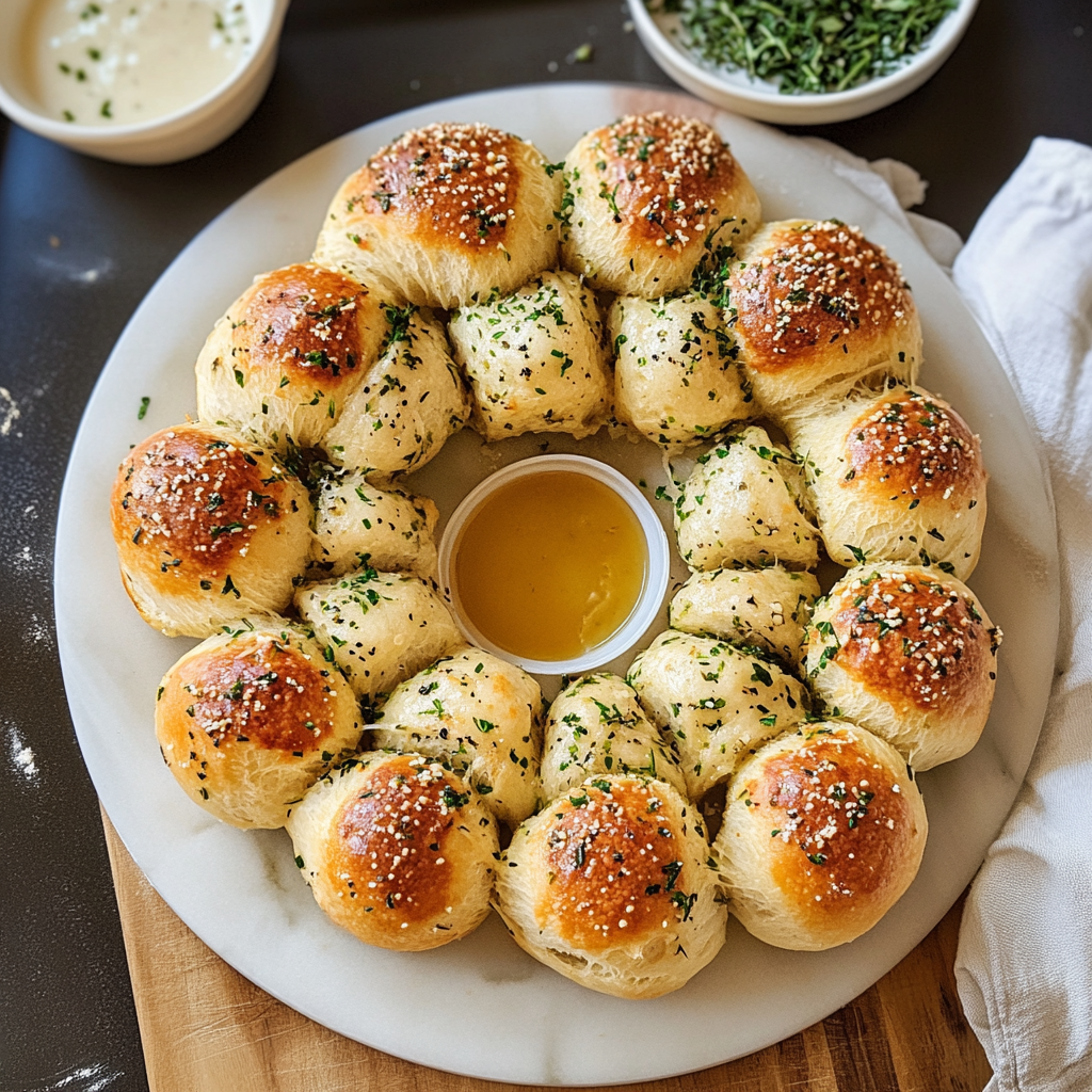 Pull Apart Garlic Bread Wreath