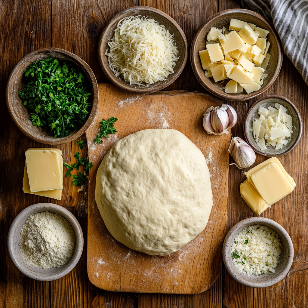 Pull Apart Garlic Bread Wreath ingredients