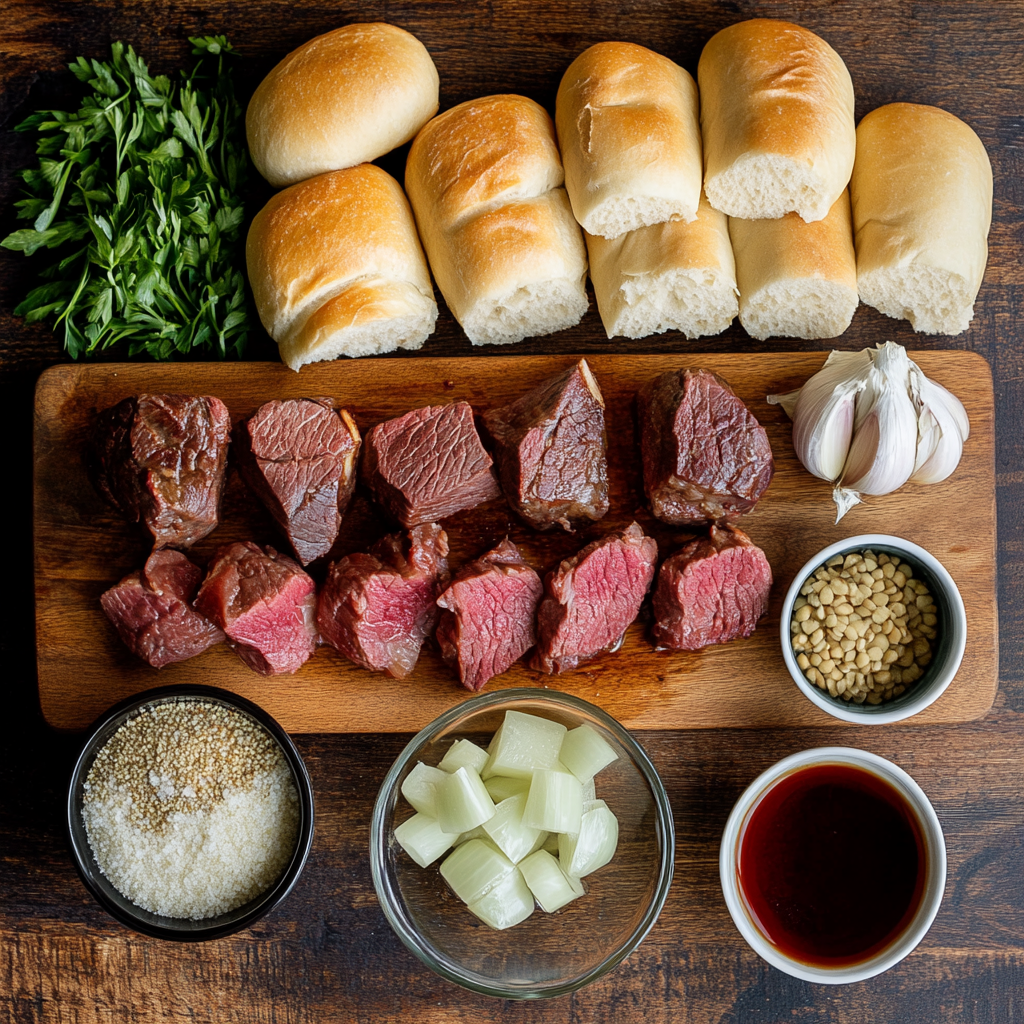 Slow Cooker French Dip Sandwiches ingredients