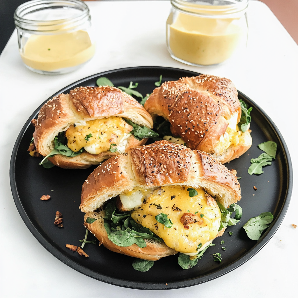 Baked Croissant Breakfast Sandwiches
