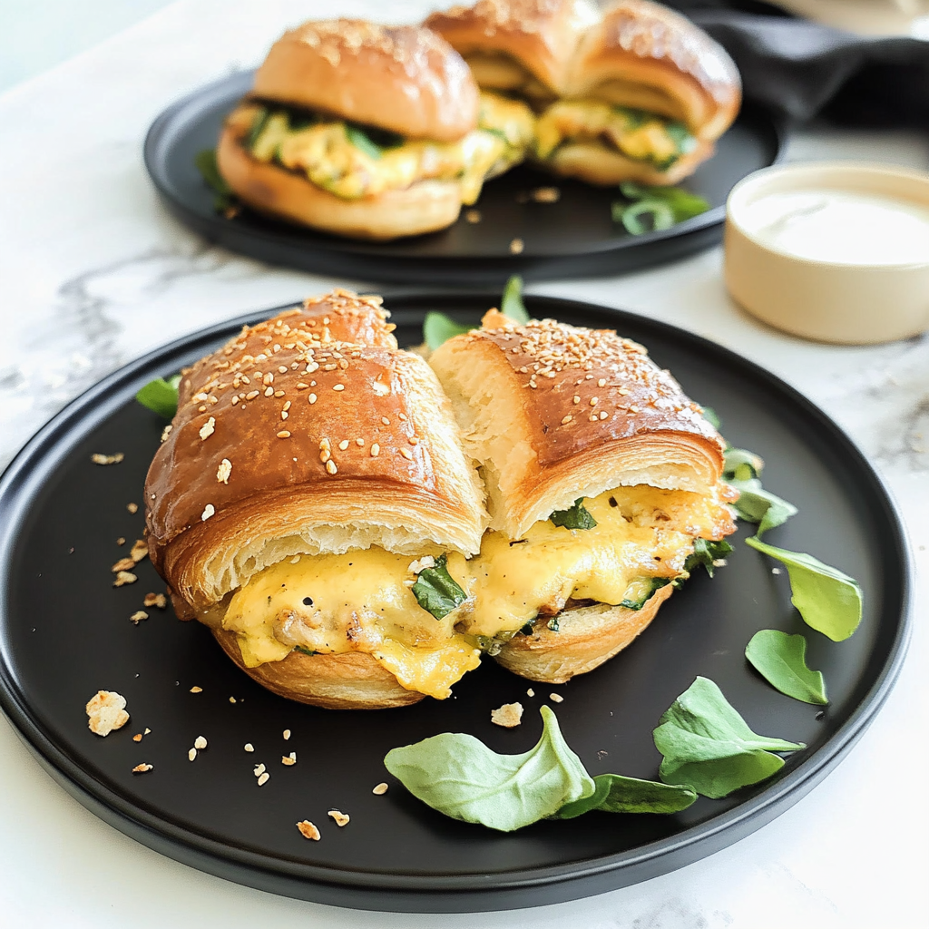 Baked Croissant Breakfast Sandwiches
