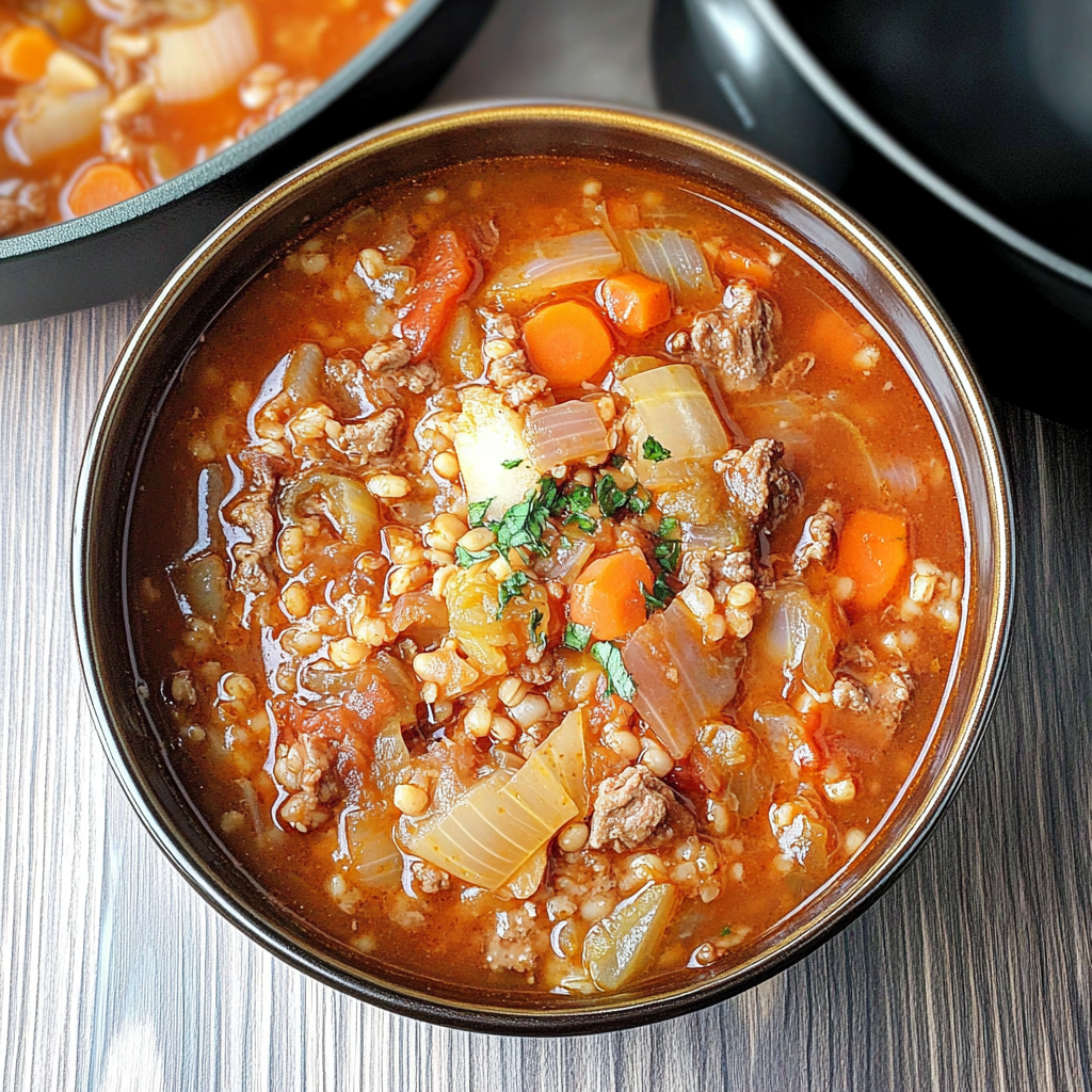 Beef Cabbage Barley Soup