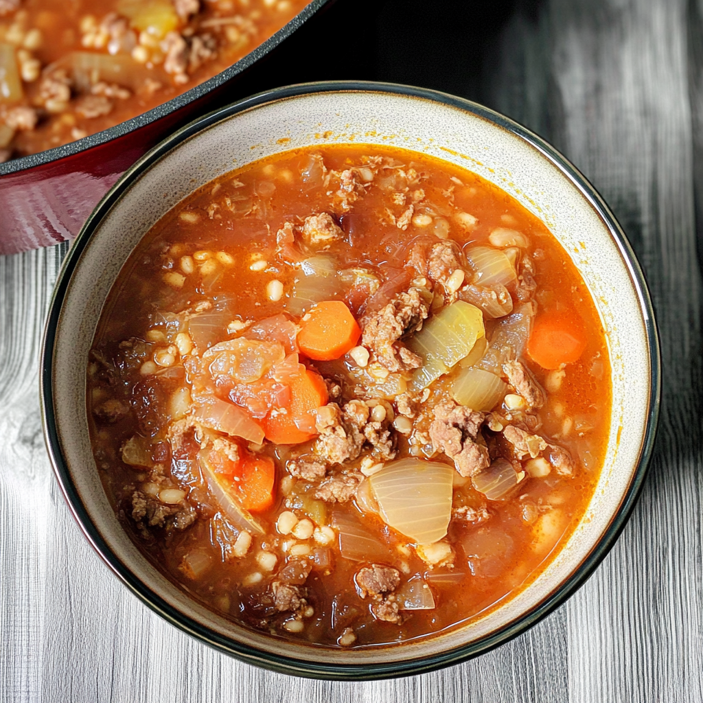 Beef Cabbage Barley Soup