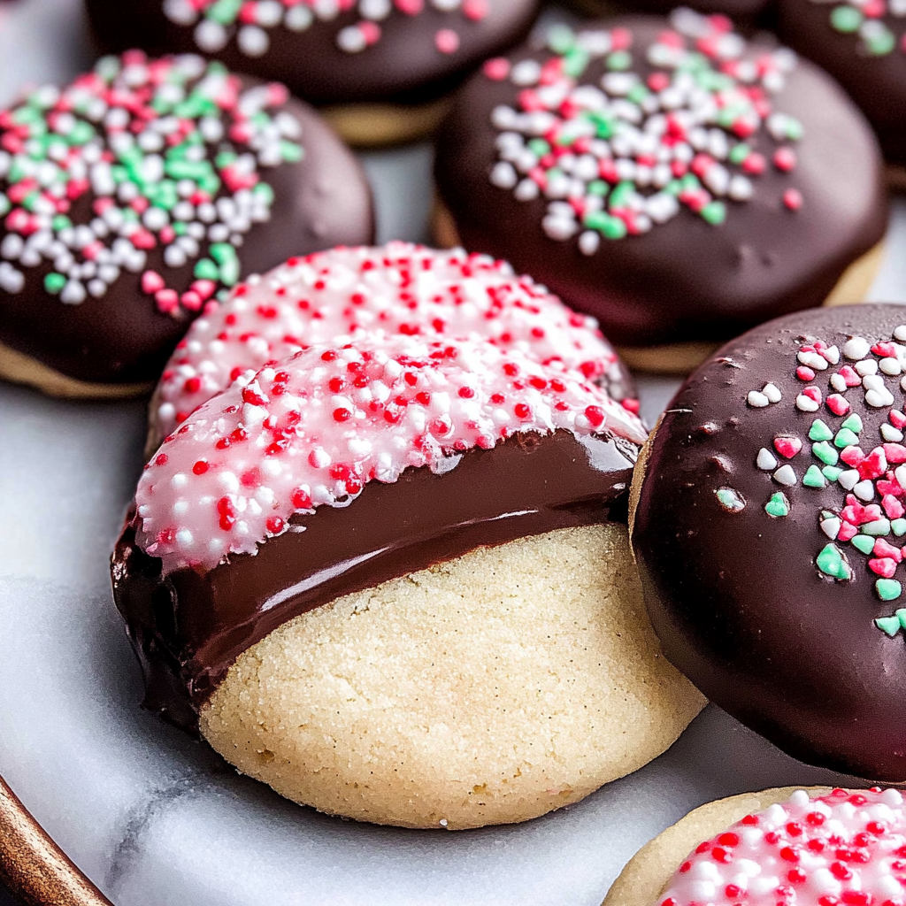 Chocolate Dipped Peppermint Sugar Cookies