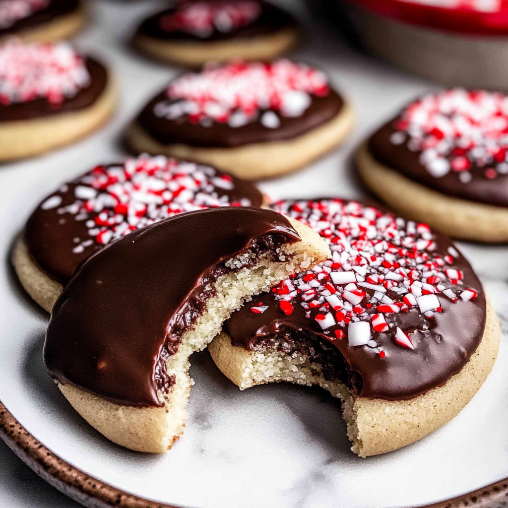 Chocolate Dipped Peppermint Sugar Cookies