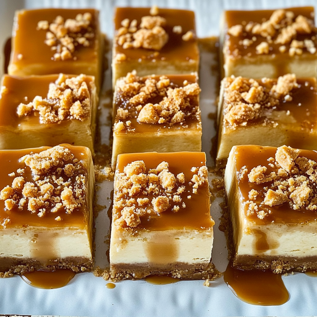 Cookie Butter Caramel Cheesecake Bars