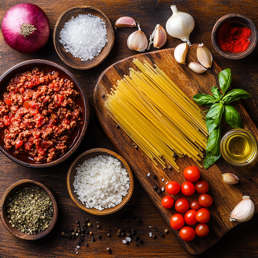 Ground Beef Pasta ingredients