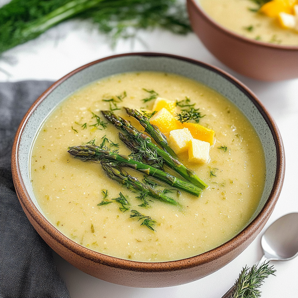Lemon Asparagus White Bean Soup