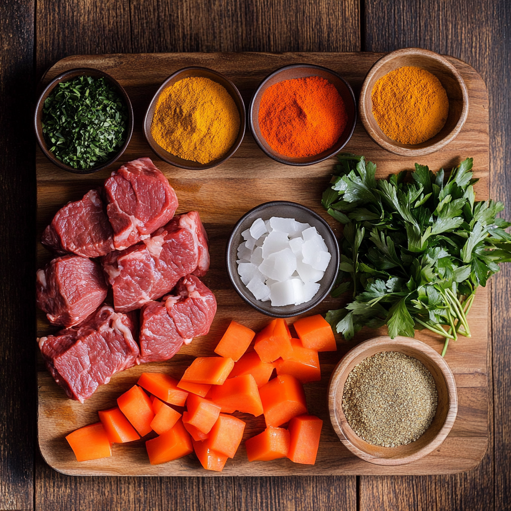 One Pot Coconut Curry Beef Stew ingredients