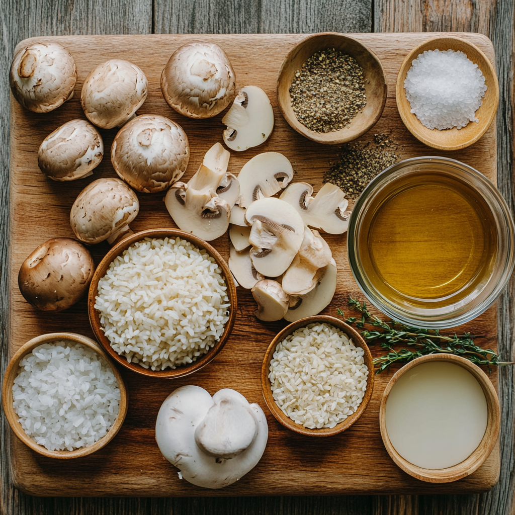 One Pot Mushroom Rice ingredients
