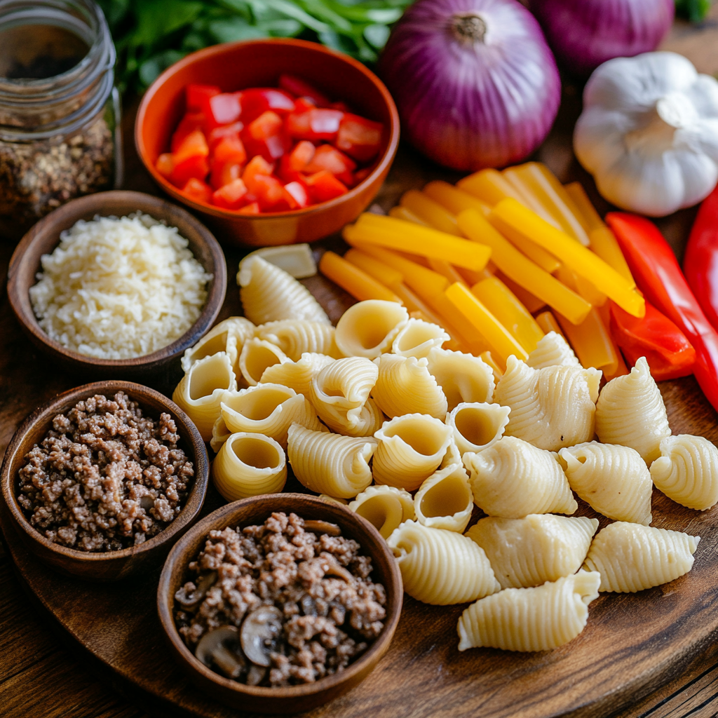 Philly Cheese Steak Stuffed Shells ingredients