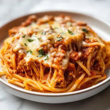 Slow Cooker Baked Spaghetti {Million Dollar Spaghetti}