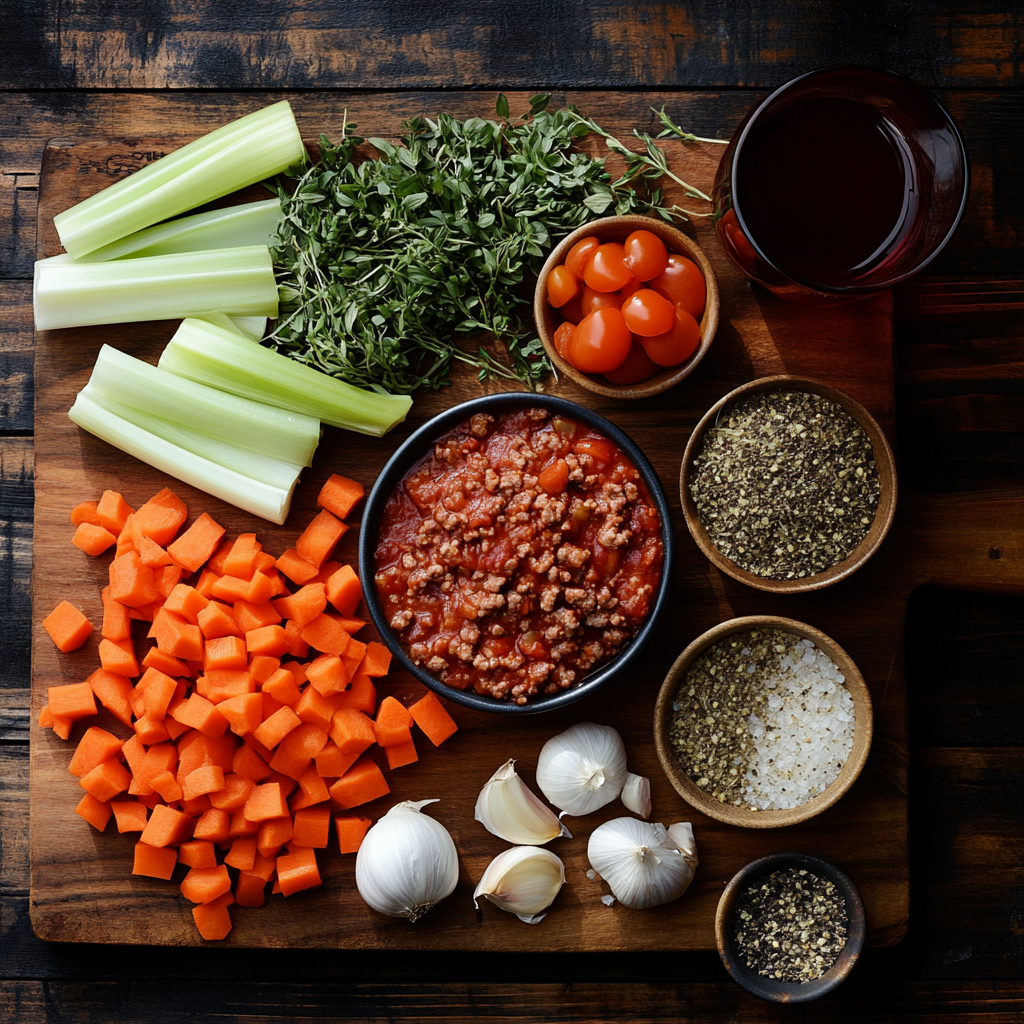 Slow Cooker Bolognese Sauce ingredients
