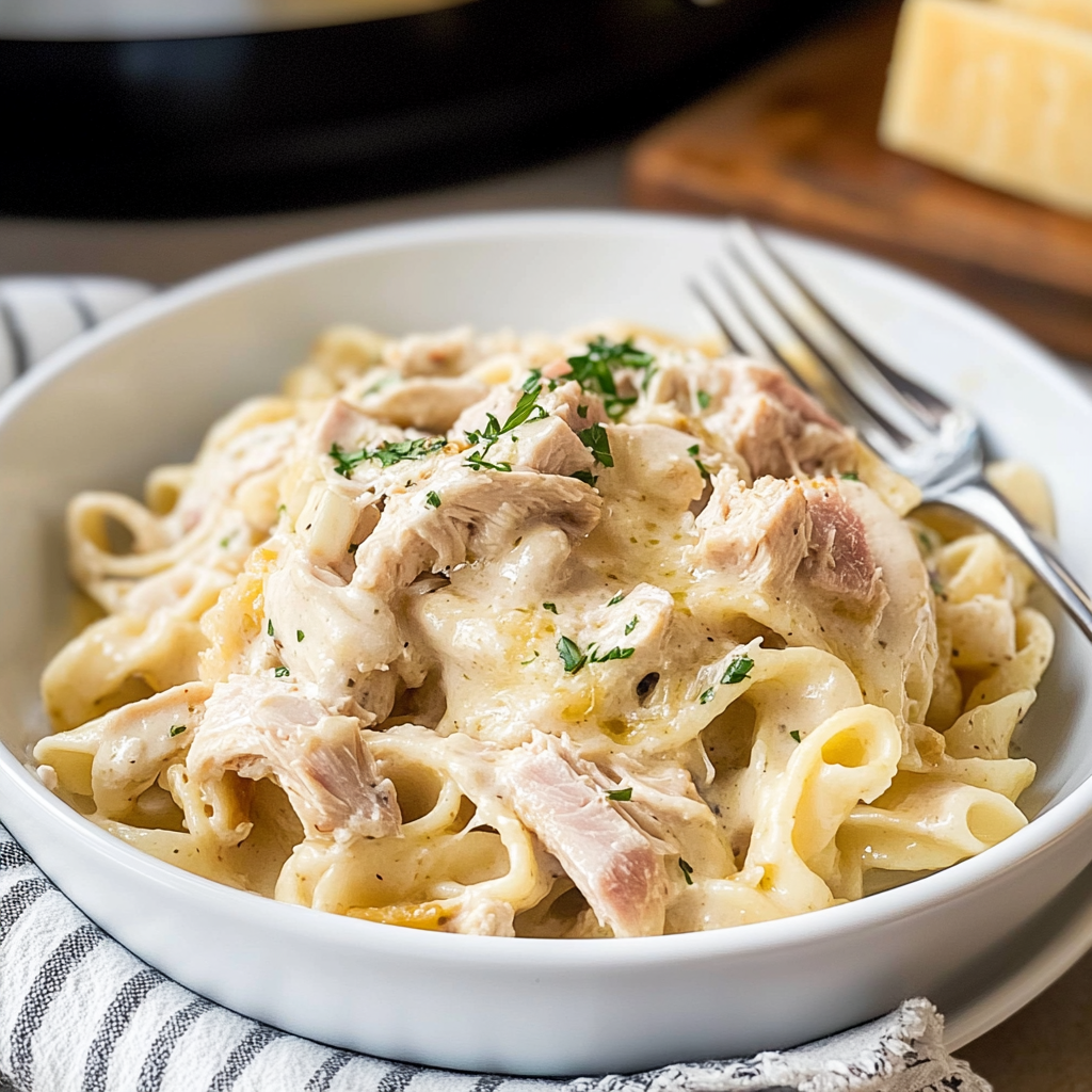 Slow Cooker Chicken Cordon Bleu Pasta