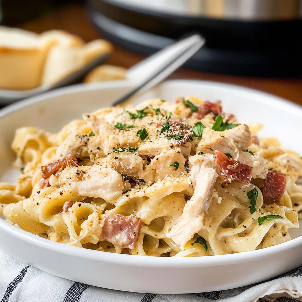 Slow Cooker Chicken Cordon Bleu Pasta