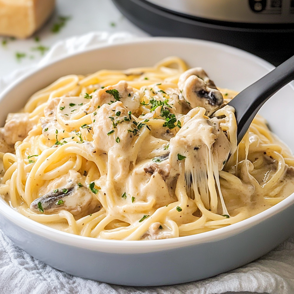 Slow Cooker Chicken Tetrazzini