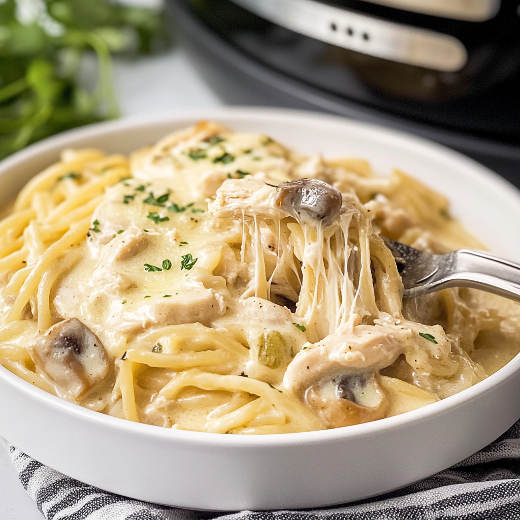 Slow Cooker Chicken Tetrazzini