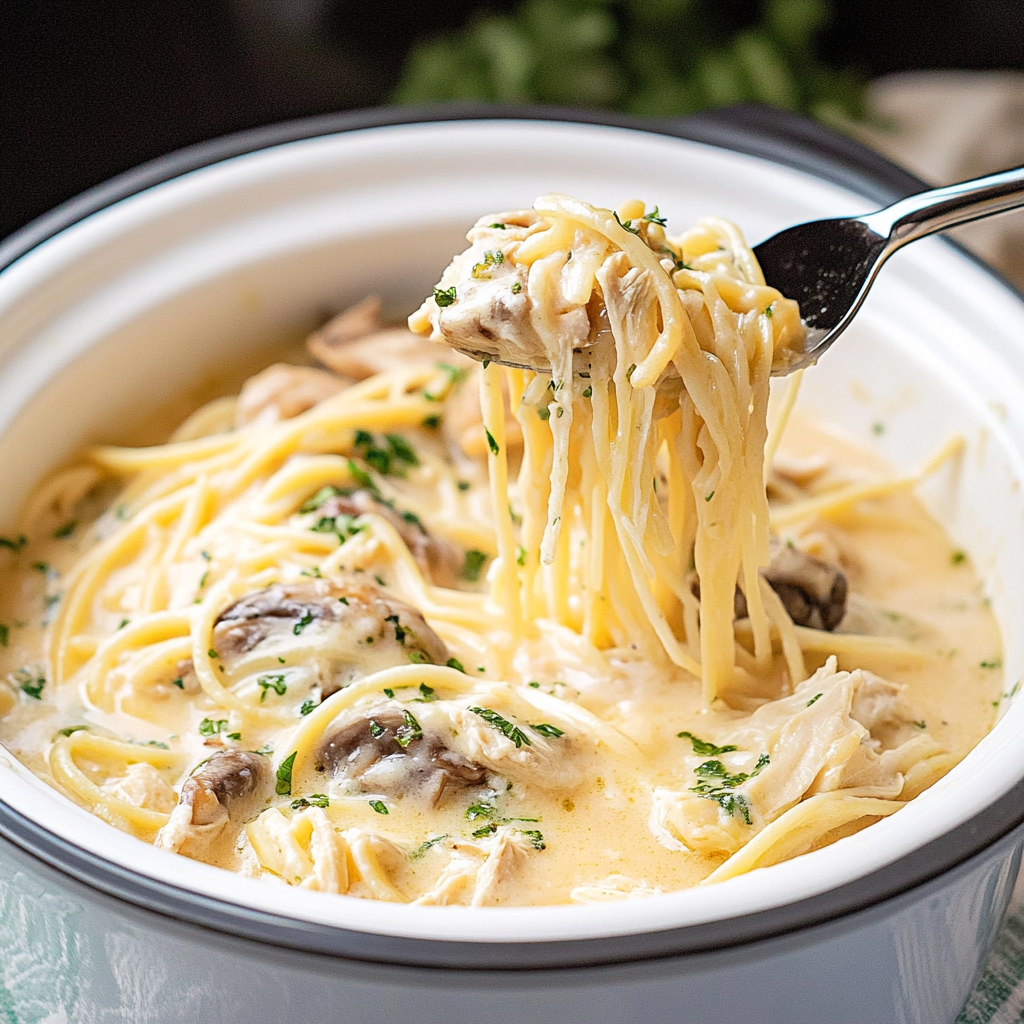 Slow Cooker Chicken Tetrazzini