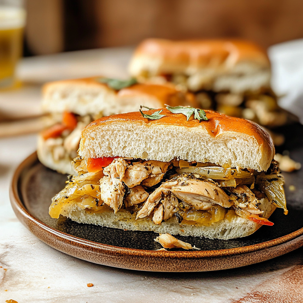 Slow Cooker Italian Chicken Sandwiches