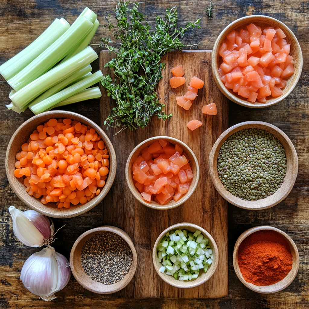 Slow Cooker Lentil Soup ingredients