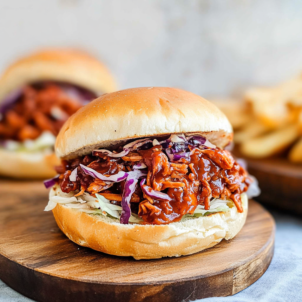 Vegan BBQ Pulled Jackfruit Sandwich With Slaw