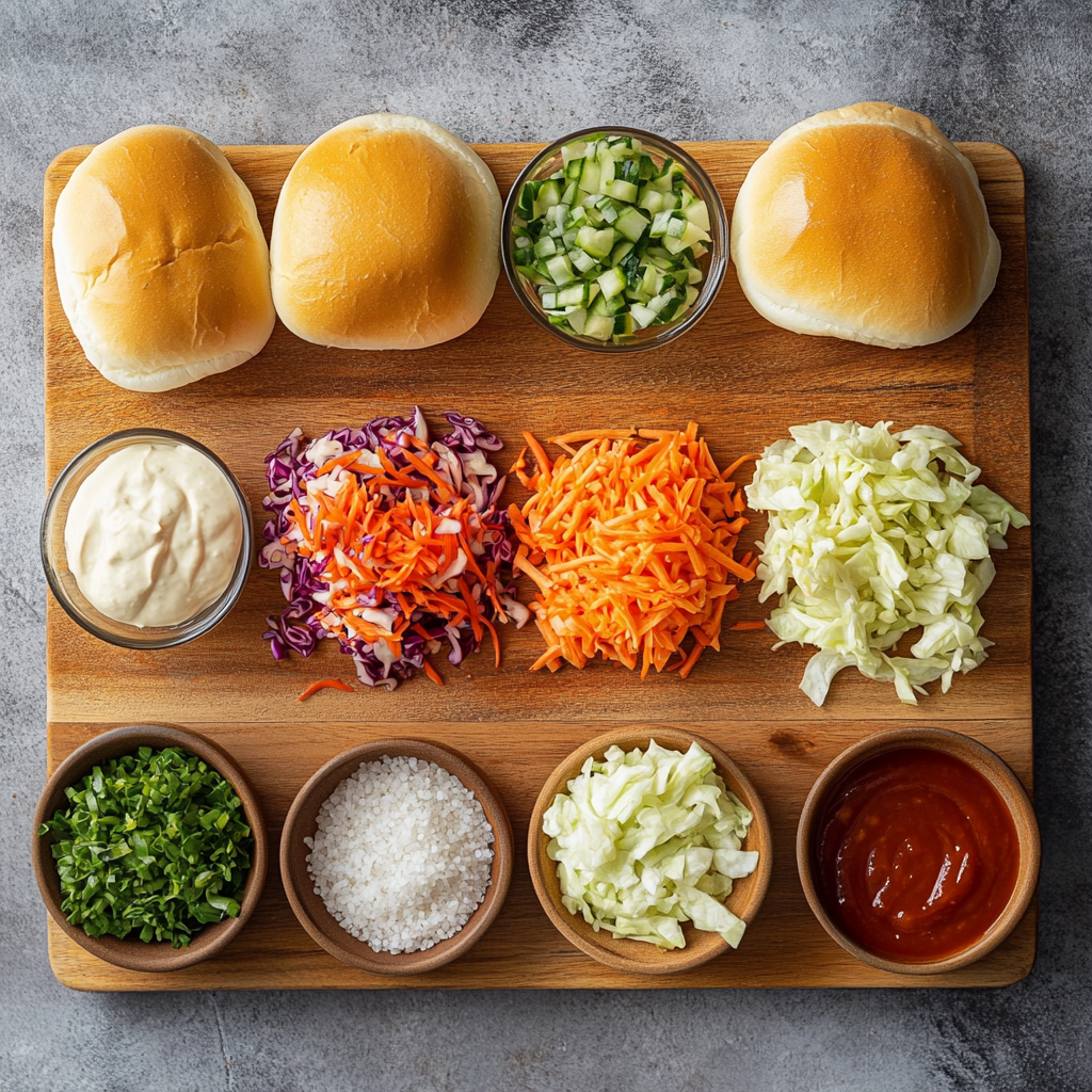 Vegan BBQ Pulled Jackfruit Sandwich With Slaw ingredients