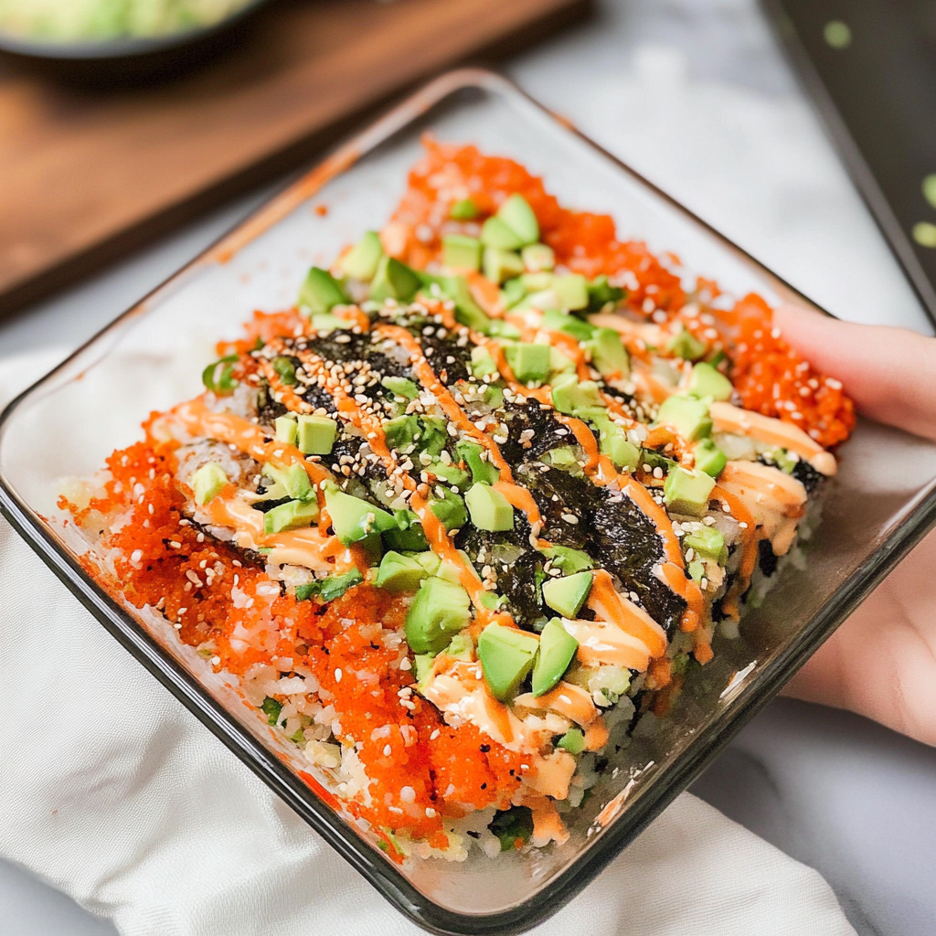 Spicy Salmon Sushi Bake