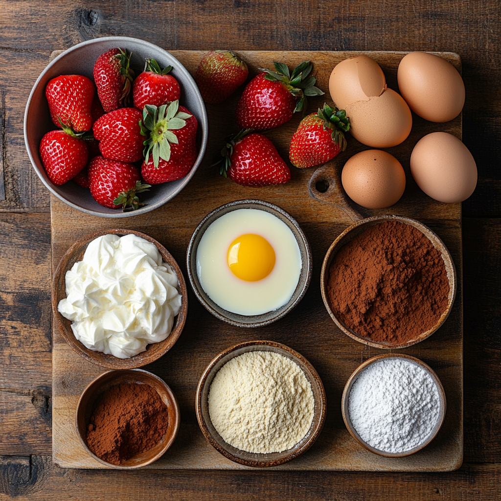 Strawberry Brownie Cheesecake ingredients