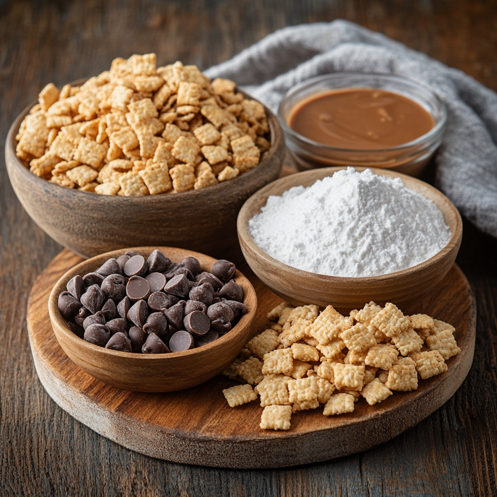 Valentine's Day Puppy Chow ingredients