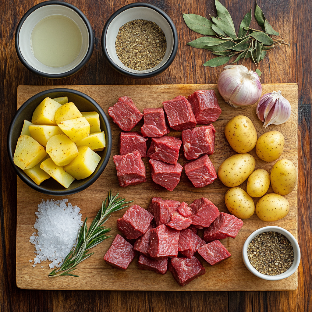 carne con papas ingredients