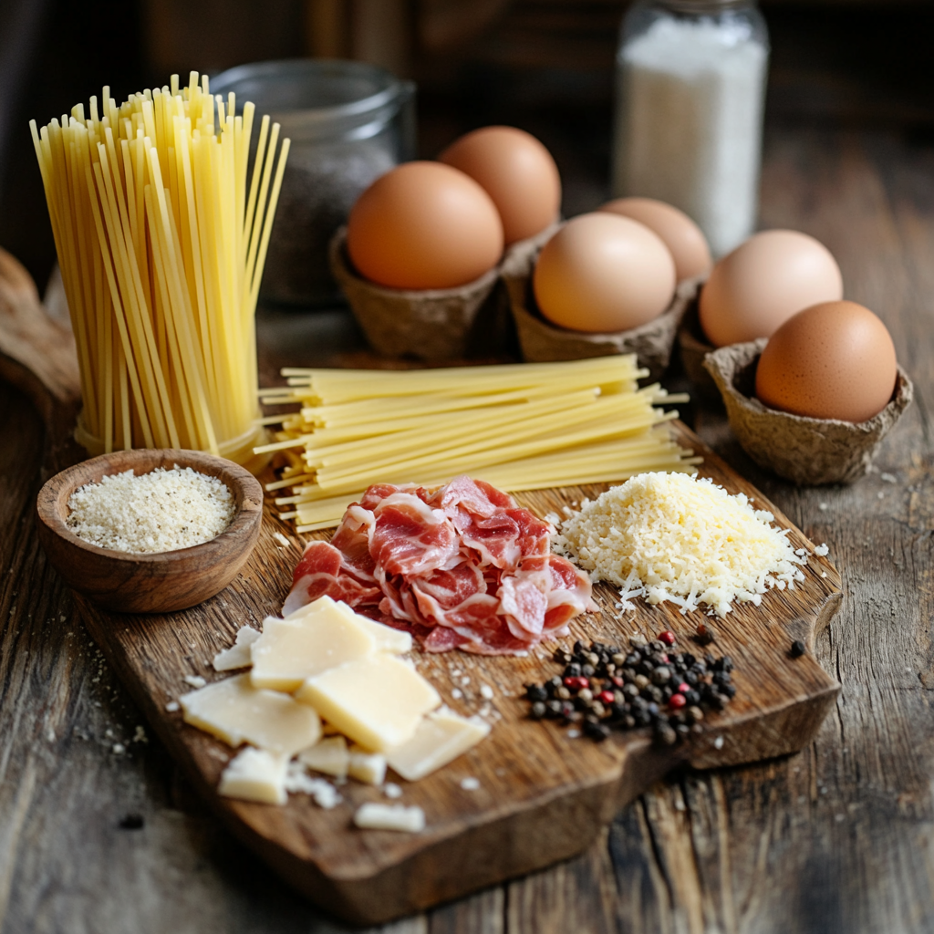 Carbonara ingredients