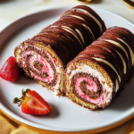Chocolate-Covered Strawberry Swiss Roll Cake