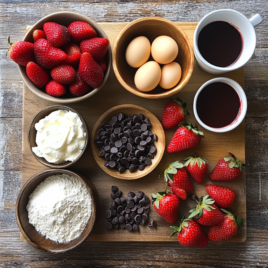 Chocolate-Covered Strawberry Swiss Roll Cake ingredients