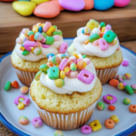 Lucky Charms Cereal Milk Confetti Cupcakes