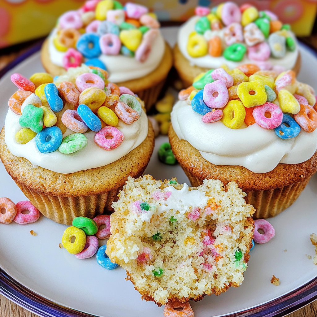 Lucky Charms Cereal Milk Confetti Cupcakes