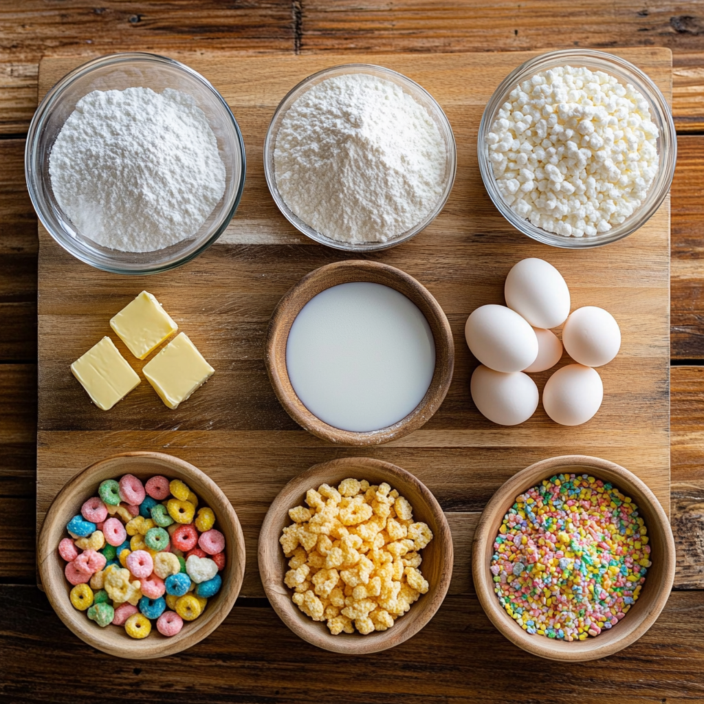 Lucky Charms Cereal Milk Confetti Cupcakes ingredients