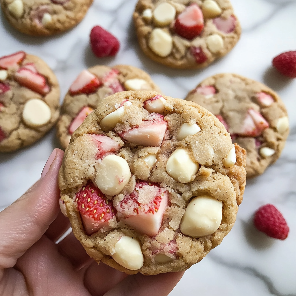 Strawberry Macadamia Nut Cookies with White Chocolate Chips
