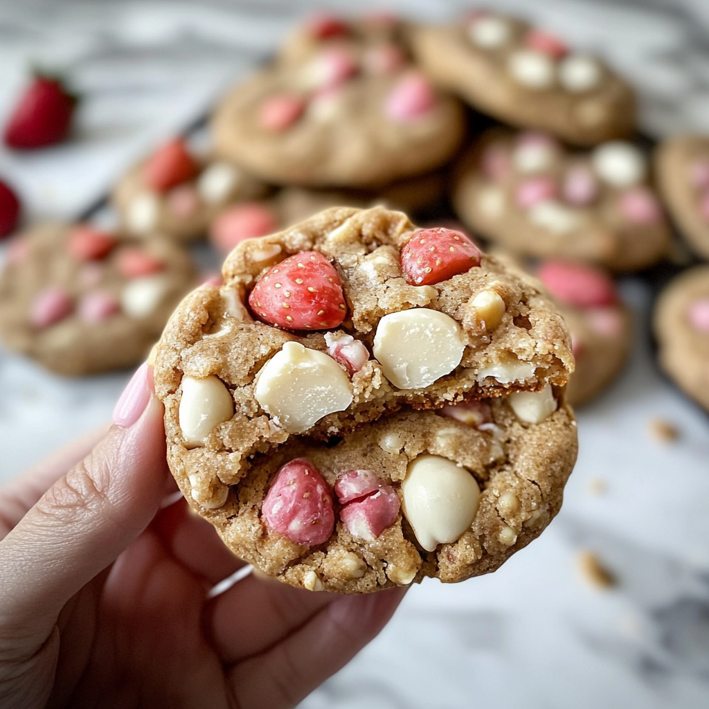 Strawberry Macadamia Nut Cookies with White Chocolate Chips
