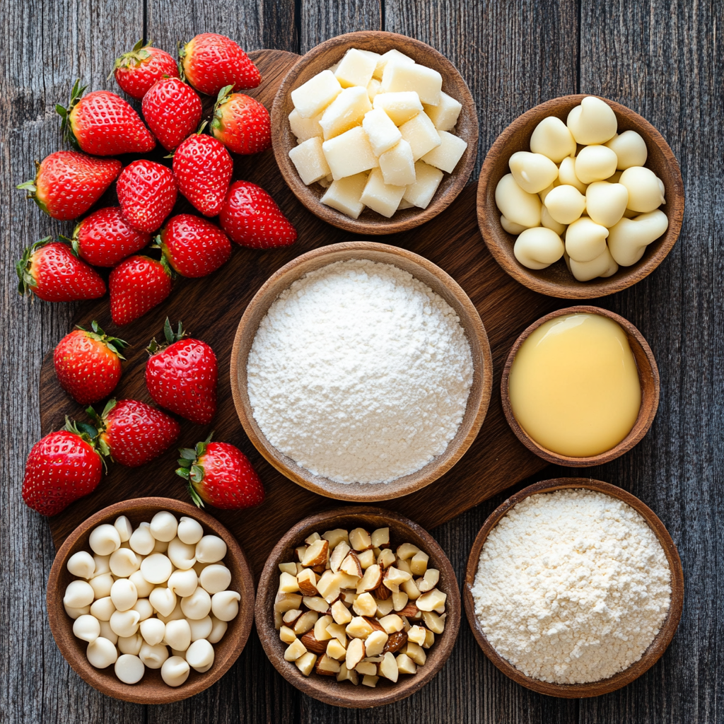 Strawberry Macadamia Nut Cookies with White Chocolate Chips ingredients