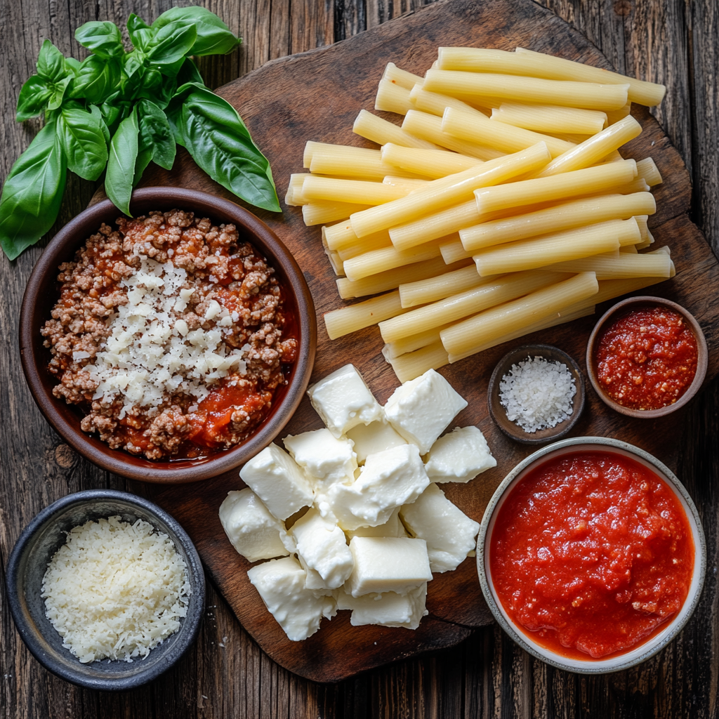 baked ziti with ground beef and ricotta ingredients