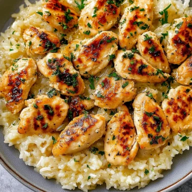 Chicken Scampi with Garlic Parmesan Rice