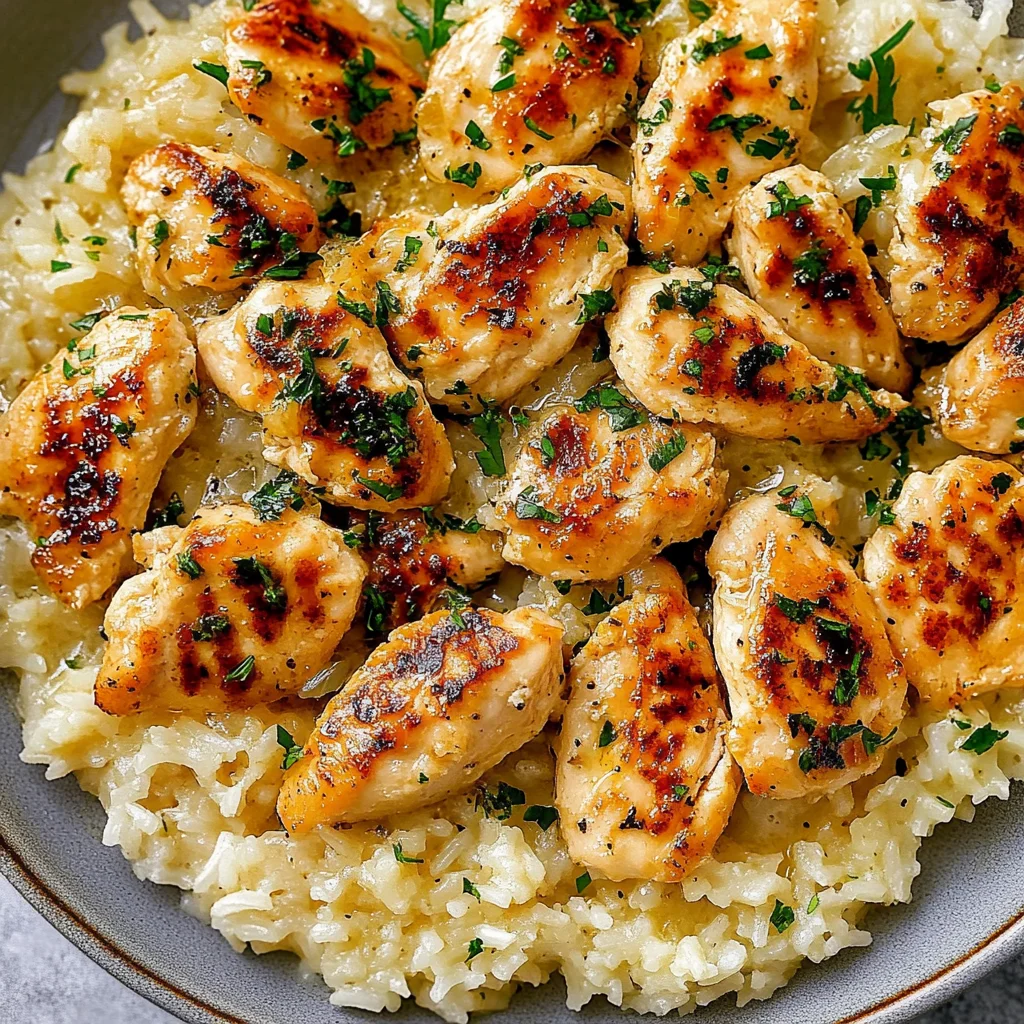 Chicken Scampi with Garlic Parmesan Rice