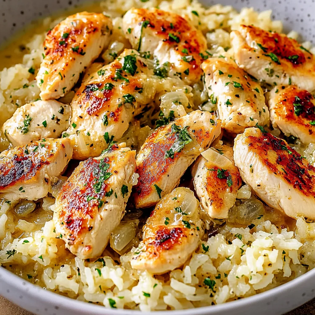 Chicken Scampi with Garlic Parmesan Rice