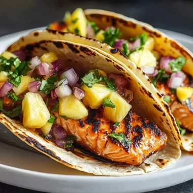 Chipotle Honey Salmon Tacos with Pineapple Salsa