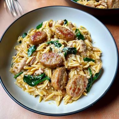 One Pan Chicken Sausage Orzo